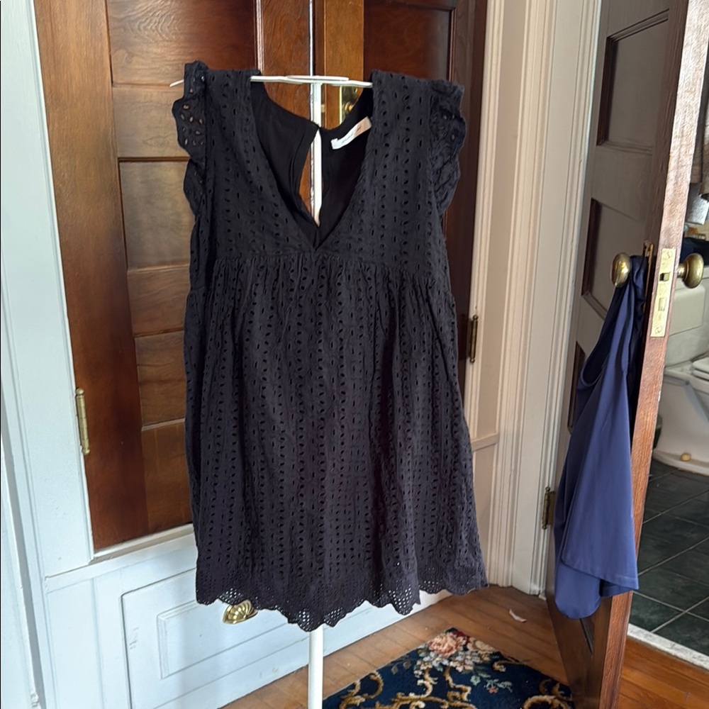 Mustard Seed Black Eyelet Romper babydoll dress. Worn about 5 times